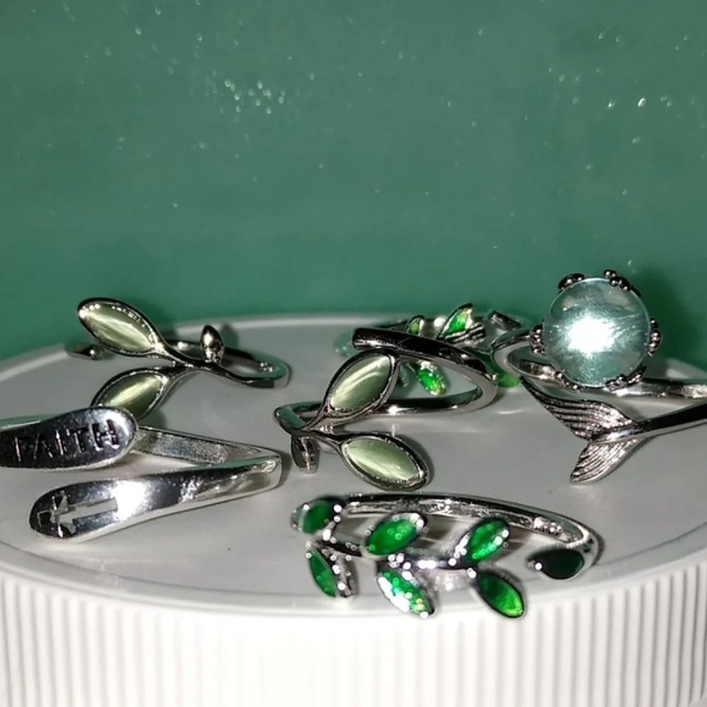 Frosted Green Opal Leaf Ring 2 Available